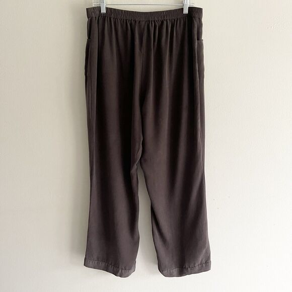 Soft Surroundings XLP Brown Pull On Pants Womens Straight Leg Nice Flowy Pockets - Picture 6 of 12